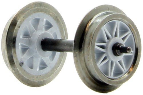 Trix/Marklin E36669200 - Radsatz DC spaakwiel grijs, as 25,5 mm, wiel 11 mm Stommpe AS 2 Stuks