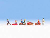 Noch 15819 H0 - Kinderen in de sneeuw met slee en sneeuwpop