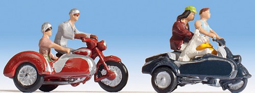 Noch 15905 H0 - Motorfiets & zijspan + rijders