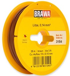 Brawa 3154 H0 - Schaltlitze 0,14 mm², 25 m Spule, braun