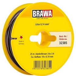 Brawa 32385 H0 - Schaltlitze 0,14 mm²,  25 m Spule, dbr