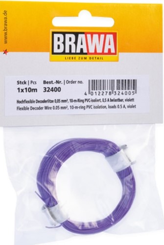 Brawa 32400 H0 - Decoderlitze 0,05 mm², 10 m Ring, lila
