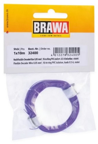 Brawa 32400 H0 - Decoderlitze 0,05 mm², 10 m Ring, lila