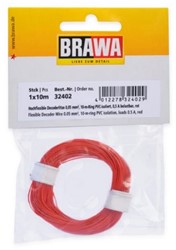 Brawa 32402 H0 - Decoderlitze 0,05 mm², 10 m Ring, rot