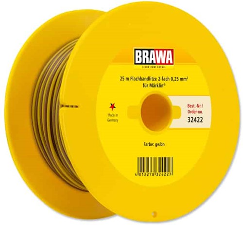 Brawa 32422 H0 - Doppellitze 0,25 mm², 25 m Spule, br/ge