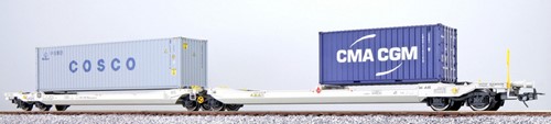 ESU X 36551 H0 - Taschenwagen, H0, Sdggmrs, NL-AAEC, Container CBHU + CMAU