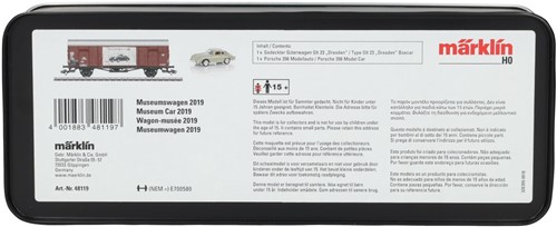 Märklin 48119 H0 - Gesloten Goederenwagen Type Glt 23 ‘Porsche’ en Porsche 356 Blik Museumwagen 2019 DB-3