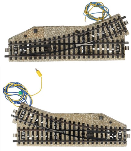 Märklin 5221/5202 H0 - M-Rails Elektrische Wisselpaar L/R 180 mm 30gr Kleine Hendel