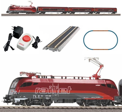 Piko 57178 H0 - Taurus Railjet Elektrische Locomotief ÖBB & Passagierswagens & A-Gleis & B V