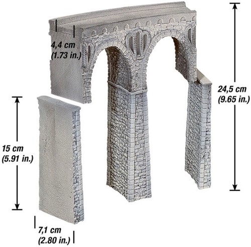 Noch 58664 H0 - Spoorbrug van steen, gebogen