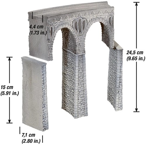 Noch 58665 H0 - Spoorbrug van steen, gebogen-3