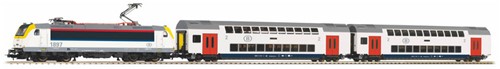Piko 59108 H0 - Startset Reizigerstrein Rh E186 met 2 Dostos 2e klas Dubbeldekkerrijtuigen NMBS/SNCB