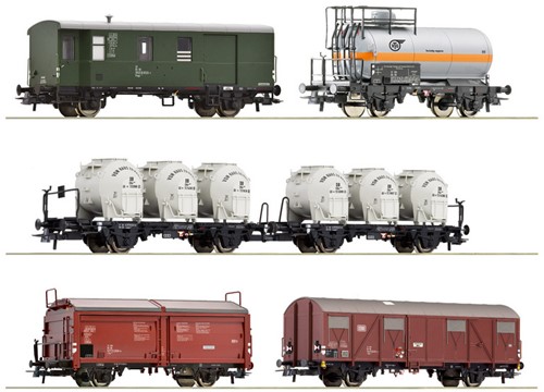 Roco 6600018 H0 - 5-delige Set Goederentrein DB met werkend sluitsein