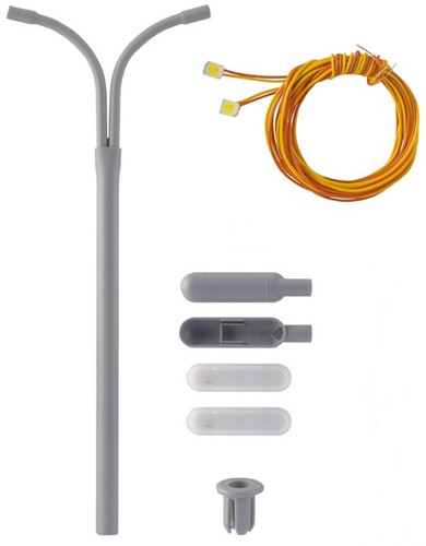 Viessmann 6723 H0 - Gebogen Straatlantaarn Dubbel 2 LEDs Wit