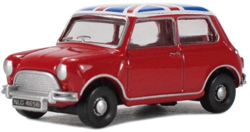 Oxford Automobille Company 76MN001 00 - Austin Mini Tartan Red with Union Jack roof