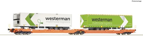 Roco 77399 H0 - Dubbele Containerdraagwagen Wascosa