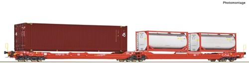 Roco 77400 H0 - Doppeltwg.T3000e+Container+Tan