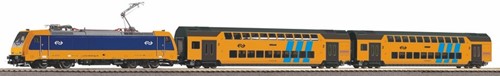 Piko 97939 H0 - BR 185 Elektrische Locomotief PErsonentrein met 2 Dubbeldekkerrijtuigen NS A-Gleis & B V