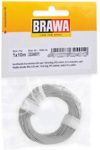 Brawa 32409 H0 - Decoderlitze 0,05 mm², 10 m Ring, weiss