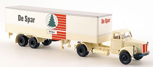 Brekina H0 - Scana LU11 Vrachtwagen met Trailer Spar