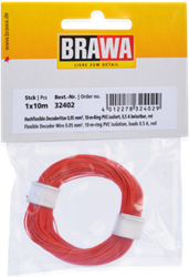 Brawa 32402 H0 - Decoderlitze 0,05 mm², 10 m Ring, rot