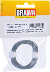 Brawa 32407 H0 - Decoderlitze 0,05 mm², 10 m Ring, grau