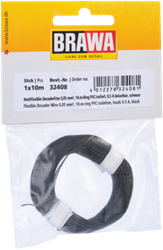 Brawa 32408 H0 - Decoderlitze 0,05 mm², 10 m Ring, schwarz