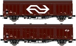 Exact-Train EX20820 H0 - 2er-Set NS .Hbis Nr. 21 RIV 84 NS 216 3 220-7, 3 Sicken, braun, gross NS Logo und Aufschrift 'Rotterdam Feyenoord' und NS .Hbis Nr. 21 RIV 84 NS 216 3 020-1 , 3 Sicken, braun,