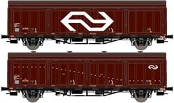 Exact-Train EX20823 H0 - 2er-Set NS Hbis Nr. 01 EUROP 84 NS 225 4 244-1, 3 Sicken, braun, gross NS Logo, Aufschrift 'Hamburg Altona' und NS Hbis Nr. 01 EUROP 84 NS 225 4 153-4, 3 Sicken, braun, weisse