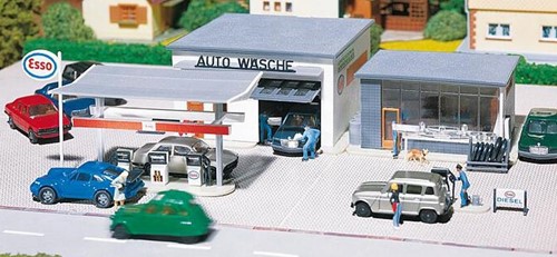 Faller 130296 H0 - Pompstation met Autowasserij