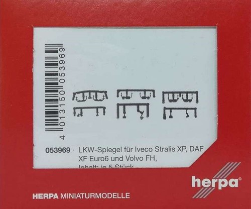 Herpa 053969 H0 - Vrachtwagenspiegels voor Iveco Stralis, DAF Xs Euro 6, Volvo FH
