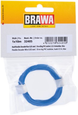 Brawa 32405 H0 - Decoderlitze 0,05 mm², 10 m Ring, blau