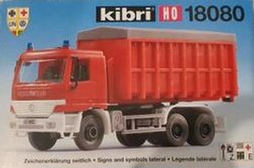 Kibri 18080 H0 - Mercedes Benz Vrachtwagen met Rolcontainer Feuerwehr