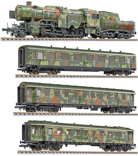 Liliput L130002 H0 - BR 42 Stoom Locomotief Troepen Transport 4-delig DR