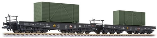Liliput L230170 H0 - Zware Transportwagens 2-delig met Containers DRB