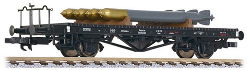 Liliput L235284 H0 - Platte Wagen met Torpedo's Omm DRB