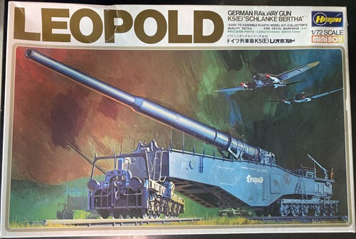 Hasegawa MB-028 - Leopold German Railway Gun K5(E) Schlanke Bartha" 1:72 (Verpakking Waterschade)"