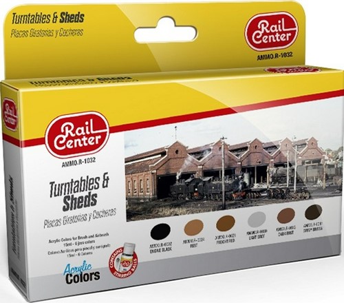 AMMO MIG-R-1032  - RAIL CENTER - TURNTABLES & SHEDS 15ML 6 JARS (4/24)