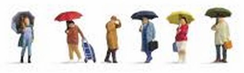 Noch 15523 H0 - Mensen in de regen, met paraplu / Menschen im Regen