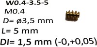 Micromotor.eu W0.4-3.5-5 - M0.4 D=ø3.5 L=5 DI=1.5 mm