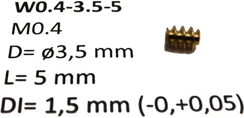 Micromotor.eu W0.4-3.5-5 - M0.4 D=ø3.5 L=5 DI=1.5 mm
