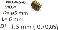 Micromotor.eu W0.4-5-6 - M0.4 D=ø5 L=6 DI=1.5 mm