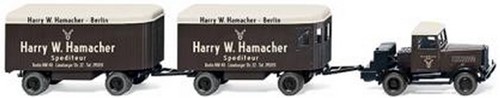 Wiking 0851 01 H0 - Hanomag ST100 Trekker met 2 Meubelaanhangers Harry W. Hamacher