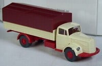 Wiking 859 04 26 H0 - Mercedes Benz L6600 Vrachtwagen met Zeil Beige/Rood